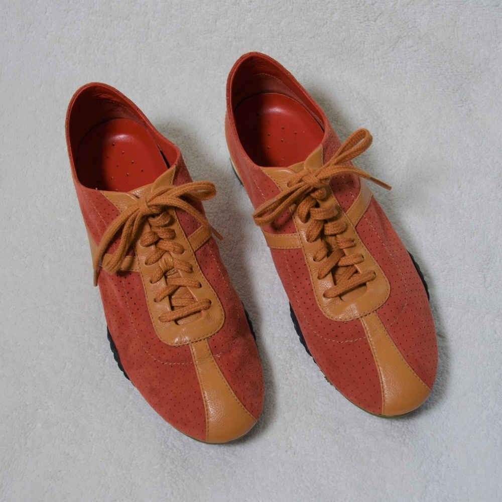 Cole Haan Orange Perforated Air Oxford Sneakers